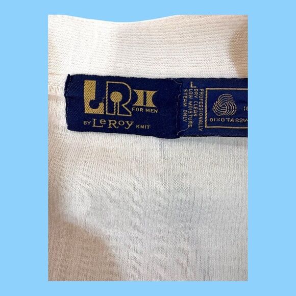 Vintage Le Roy Men Cardigan Sweater Button-Up Knit White Wool Grandpa Core SEE - Picture 2 of 6
